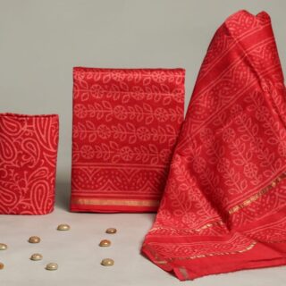 Divine’s hand block Chanderi silk suit set (DFHCHN514)
