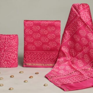 Divine’s hand block Chanderi silk suit set (DFHCHN515)