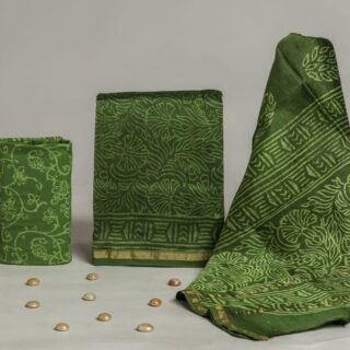 Divine’s hand block Chanderi silk suit set (DFHCHN516)