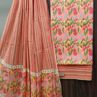 Divine’s Hand Block Print Cotton Suit Set with Mulmul Dupatta(DFHPMD528)